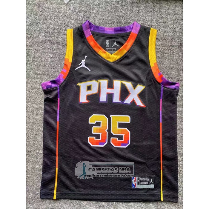 Camiseta Nino Phoenix Suns Kevin Durant NO 35 Statement 2022-23 Negro